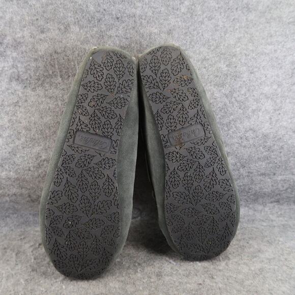 Cabelas Shoes Womens 9 Slippers Moccasin Slip On Comfort Loungewear Leather Grey - Picture 11 of 14